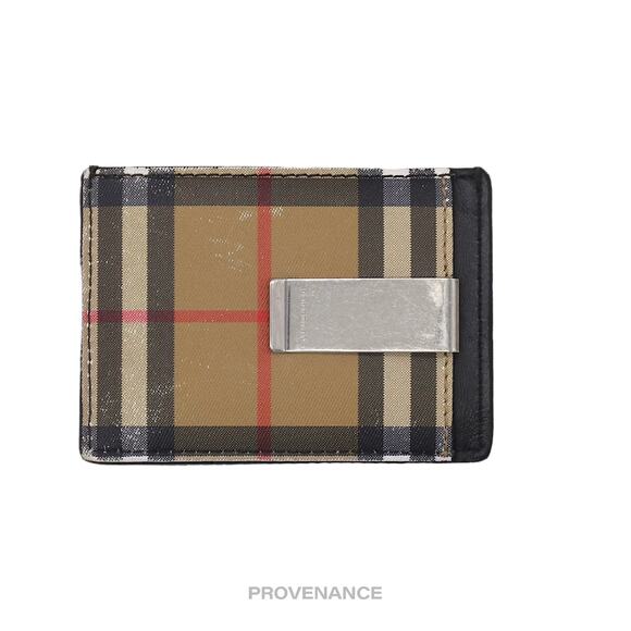 🔴 Burberry Money Clip Card Wallet - Nova Check Black - Picture 2 of 8